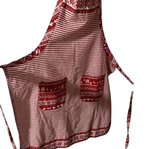 Festive Red and White Striped Apron - Picture 1 of 6